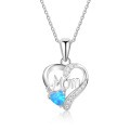 mother day gifts 2021 silver mom necklace opal stone 925 sterling heart design mama necklace 925